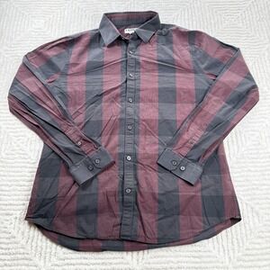 Express Shirt Mens L Plaid Extra Slim Button Long Sleeve Preppy Frat Boy Ivy